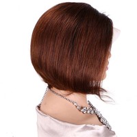 Perruque Bob Longue Ondulée HD Sans Colle 10A 13*4 en Cheveux Humains 100% Vierge Brésiliens, Longueur Étirée 10 Pouces, Couleur Marron