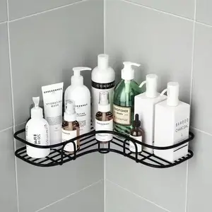 Hete Verkoop Ijzeren Metalen Hoek Badkamer Organizer Schappen Rek 4 Pack Met Zeep Voor Muur Gemonteerd Zonder Boren Douche Caddy Opslag