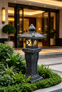 Lanterne de jardin <span class=keywords><strong>japonaise</strong></span> en résine avec lumière LED <span class=keywords><strong>solaire</strong></span>, lumière de chemin extérieure imperméable, ornement de jardin zen - Product Image 5