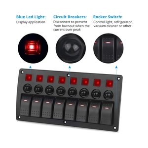 Interrupteur à bascule rouge pour voiture, 8 gang, étanche IP66, pour usage maritime, avec disjoncteur - Product Image 3