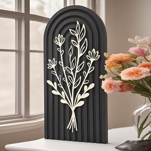 Bandeja Decorativa Floral en Forma de Arco de Madera, Estilo Bohemio, Decoración para Sala de Estar, Adorno Artesanal de Madera Sólida - Product Image 3
