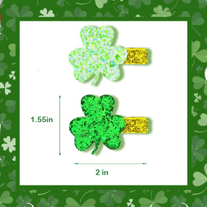 St. Patrick’s Day Hair Clips for Women Girls Green Shamrock Clover Bow Hair Clips, Irish Festival Hair Accessories - Product Image 3
