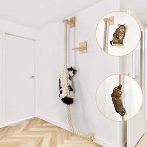 Árbol rascador de sisal montado en la <span class=keywords><strong>pared</strong></span> para gatos, poste rascador, santuario de descanso, juguetes interactivos, <span class=keywords><strong>gimnasio</strong></span> de la selva para gatos de interior - Product Image 1
