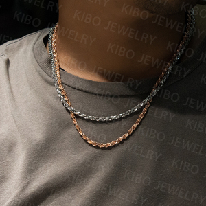 스털링 실버 3mm 4mm 5mm 다이아몬드 컷 로프 체인 925 실버 로즈 골드 로프 체인 목걸이 - Product Image 6