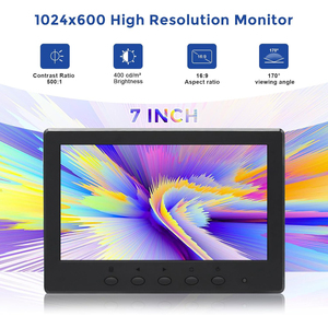 Moniteur portable HD 7 pouces, écran externe avec haut-parleurs, deuxième écran pour ordinateur portable, PC, téléphone, console de jeu, moniteur CCTV 7 pouces - Product Image 4