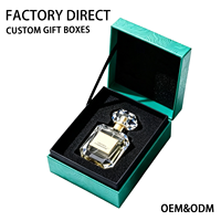 Boîte magnétique à couvercle rabattable personnalisée en turquoise avec insert en éponge, estampage à chaud doré, coffret de parfum haut de gamme, emballage rigide en papier, fabrication en usine