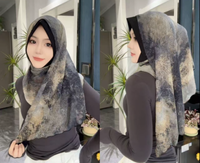 Zifeng OEM Hijab à imprimé abstrait artistique, à volants et ourlet festonné, pour femmes musulmanes, avec double drapé, foulard de mode
