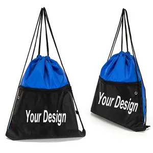 Promotion Professional Manufacture Customized Printed Eco Friendly Small Pouch Polyester Bag Drawstring With Zipper Pocket In Fr
