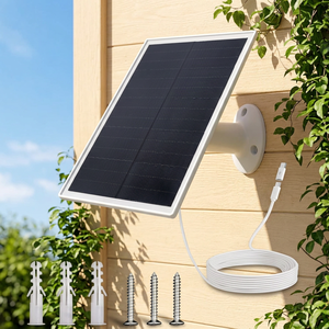 Panel Solar ALECTER Duradero de 8W de Alta Eficiencia para Cámara de Seguridad, IP66 Impermeable, 360° Soporte Ajustable con Doble Puerto USB-C y Micro - Product Image 1