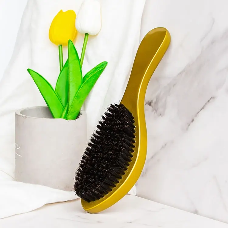 Gloway Oem Hot Selling Promotional Wood Boar Bristles Handle Men Mustache Beard Brush Custom 360 Curved Wave Brush