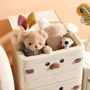 Caja de almacenamiento de juguetes para niños con dibujos animados, color blanco marfil, rectangular, plegable, fácil de limpiar, tipo vertical para uso doméstico - Product Image 5
