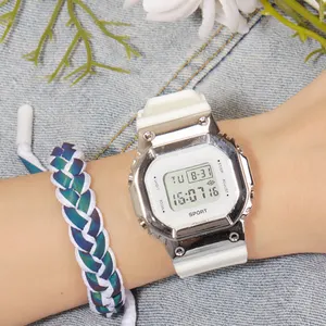 Unisex Simple Silicone Waterproof Led Electronic Digital Watch Boy Girl Kids Square Watches With Luminous Alarm