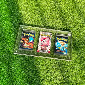 TCG grosir akrilik 3 Slot kartu Pokemon, kotak pajangan paket Booster bola naga paket Yu Gi Oh edisi pertama