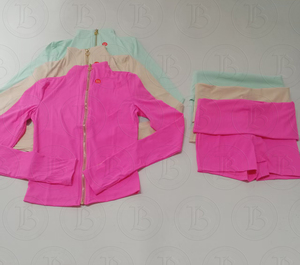 Completi da Yoga Primaverili per Donne con Logo Personalizzato, Giacca con Zip e Pantaloncini, Set Sportivo da Palestra e Fitness in 2 Pezzi - Product Image 2