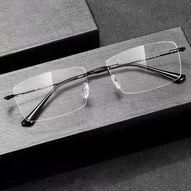 Classic Blue Light-Blocking Spectacle Frames Gold Optical Lenses Reading Glasses for Women Men Eyeglasses with Rimless Design