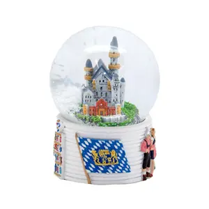 Resina personalizada 45mm 65mm 3d, lembrança de construção, alemanha, neve, globo, turista, europa, país, cidade, paisagem, vidro, água, domo, neve