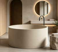 Baignoire autoportante en pierre artificielle à finition mate, cylindrique, ronde, de luxe, pour la maison, l'hôtel, la villa, la salle de bain