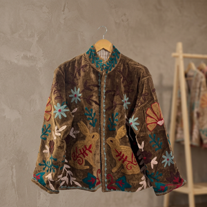 Wholesale Handmade Velvet Rabbit Embroidered <b>Jacket</b> <b>Women</b> Boho Winter Short Coat Cute Animal Floral Motif <b>Vintage</b> Ethnic Casual - Product Image 4