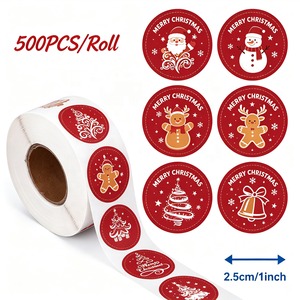Self Adhesive Stickers Cartoon Christmas Themed Gift <b>Labels</b> Packaging Sealing Handmade Waterproof Custom Kraft Paper - Product Image 1