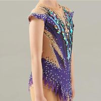 Body de danse rythmique et de gymnastique violet une pièce personnalisable pour filles pour danse de salon et spectacles sur scène