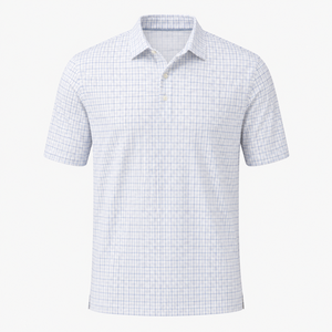 Polos de Golf a Cuadros con Logotipo Personalizado para Hombre, Blancos y Azules, de Manga Corta, Marca Privada, Fabricante OEM ODM - Product Image 4