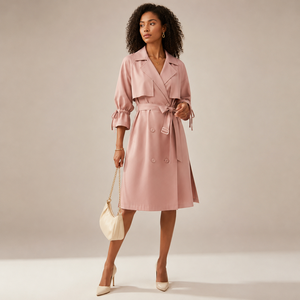2026 Summer Hotselling New Arrival <strong>Women</strong> <strong>Trench</strong> <strong>Coat</strong> Korean British Style Midi Length Plus Size <strong>Petite</strong> Elegant Over Knee <strong>Coat</strong> - Product Image 3