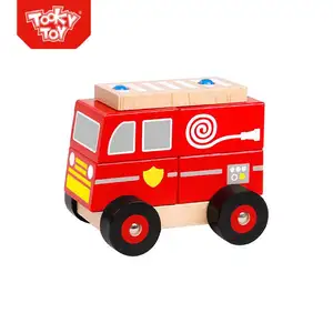 キッズ木製モデル小型おもちゃの車の消防車