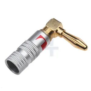 JIALUN ángulo recto 90 grados Banana Plug 4mm chapado en oro adaptador de altavoz de vídeo para conectores HIFI Banana - Product Image 1