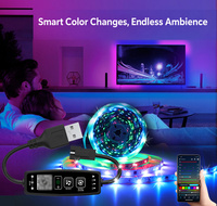 Contrôleur LED USB RGBIC avec application Bluetooth et minuterie, peut clignoter et s'afficher en rythme avec la musique, modes personnalisés, changements multimodes