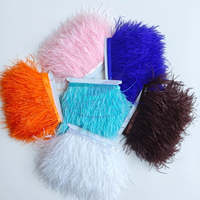 Promotion : Bordure en plumes d'autruche blanches teintées, 10-13 cm, franges moelleuses, garniture en dentelle pour robe de soirée et décoration de danse