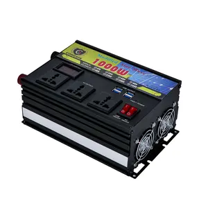 Inverter & konverter gelombang sinus modifikasi, DC 12V 24V AC 110V 220V 230V 1000W daya puncak 2000W untuk catu daya