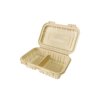 Boîtes à lunch réfrigérées en fibre de coque de riz, jetables, biodégradables, compostables, compatibles micro-ondes, sans BPA, 1300 ml, avec couvercle, pour restaurant