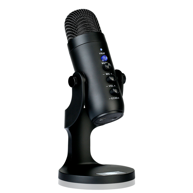 Professional USB Type-C Computer Microphone Kit Plug Play Cardioid Plastic Desk Mic Noise Cancelling RGB Lighting Teaching