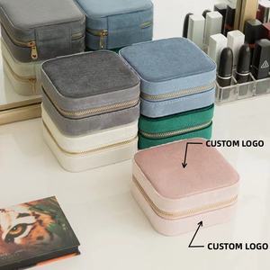 Изготовленный на заказ логотип маленькие кольца серьги ожерелье коробка для хранения бархатный Дорожный Чехол для ювелирных изделий с кожаной организацией - Product Image 1