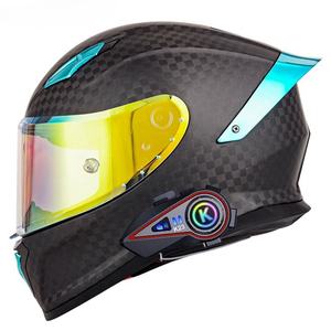 Casco de Motocicleta de Fibra de Carbono con Certificación DOT, Casco Integral Bluetooth para Carreras en Todas las Estaciones - Product Image 4