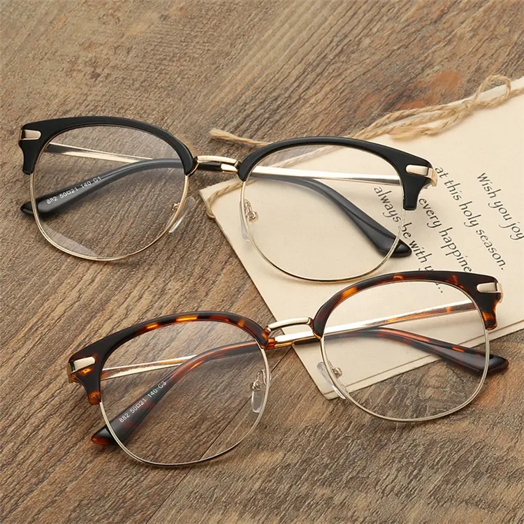 China Großhandel Ready Stock Vogue Transparenter Halb rahmen Halb randloser optischer Rahmen Brillen Brillen Brillen Brillen