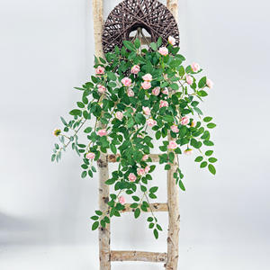 Simulé Rose Vigne Chlorophytum Comosum Intérieur Vert Plastique Faux Fleur Rotin Tenture Murale Plantes Ensembles De Décoration De Fête - Product Image 1