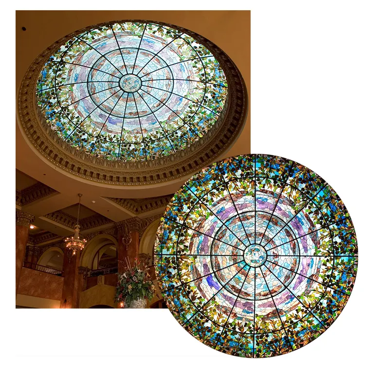 Làm bằng tay kính màu Dome cho khách sạn bar & Lounge Tiffany kính màu Trần Dome nghệ thuật trang trí kính màu Trần mái nhà