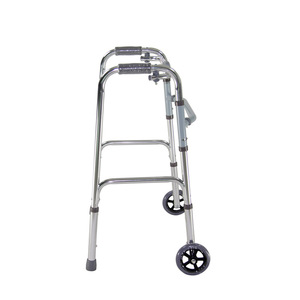 Aluminum Alloy <b>Walker</b> With Wheels For Elderly And <b>Disabled</b> Mobility Aid Bright Silver Matte Silver - Product Image 1
