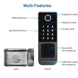 สมาร์ท Ble ttlock <span class=keywords><strong>บ้าน</strong></span>ขอบล็อคการเข้าถึงลาย<span class=keywords><strong>นิ้ว</strong></span>มือสแกนเนอร์ Biometric ล็อค<span class=keywords><strong>ประตู</strong></span>ดิจิตอลสำหรับประตู - Product Image 3