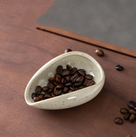 Plat de dosage vintage en céramique pour grains de café, en forme de feuille, support à thé Chahé, accessoire de cérémonie du thé pour barista à domicile et thé Gongfu