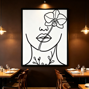 Peinture à l'huile moderne sur toile, sur mesure, lignes fines, <span class=keywords><strong>portrait</strong></span> de <span class=keywords><strong>femme</strong></span> en <span class=keywords><strong>noir</strong></span> <span class=keywords><strong>et</strong></span> <span class=keywords><strong>blanc</strong></span>, art botanique, fait main, décoration murale intérieure - Product Image 6