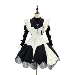 Dark Gothic Maid Dress Puff Sleeve Lolita Style Halloween Cosplay Costume Black Spring 2025 Drama Anime Role Playing - Product Image 4