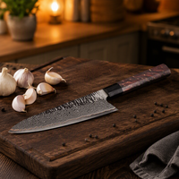 Couteau de cuisine Gyuto japonais aiguisé KitchenBliss, marque privée, monogramme personnalisé, 71 couches de cuivre Damas San Mai VG10