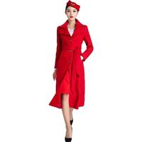 Uniforme de compagnie aérienne Costume de blazer rouge personnalisé Uniforme d'hôtesse de l'air pour les femmes OEM/ODM Robe d'hôtesse de l'air