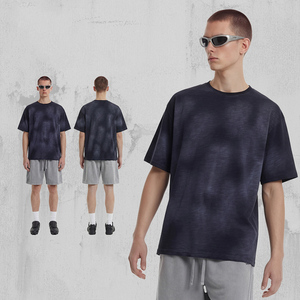 Camiseta de Cuello Redondo para Hombre, Estilo Vintage, Lisa, Lavada, Corte Regular, Manga Corta, 100% Algodón, Tejido de Punto - Product Image 3