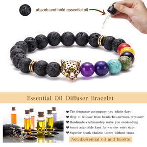 Venta caliente siete venas piedra Natural para pulsera piedra volcánica de Lava con cabeza de Buda leopardo León búho cuentas Animal de moda - Product Image 2