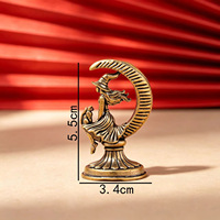 Figurine de sorcière en laiton antique, miniature, en cuivre, style gothique, avec chat, ornement de bureau gothique, décoration d'Halloween