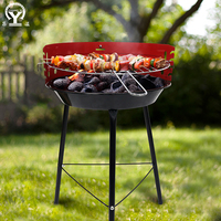 Barbecue au charbon de bois moderne en acier, finition émail porcelaine, grille de cuisson chromée, hauteur réglable pour 3 à 5 personnes, extérieur