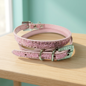 Collier pour chien personnalisé avec lettres en strass, accessoire pour animaux de compagnie en cuir réglable, style mignon pour chiens, Saint-Valentin, rose, bleu, noir - Product Image 2